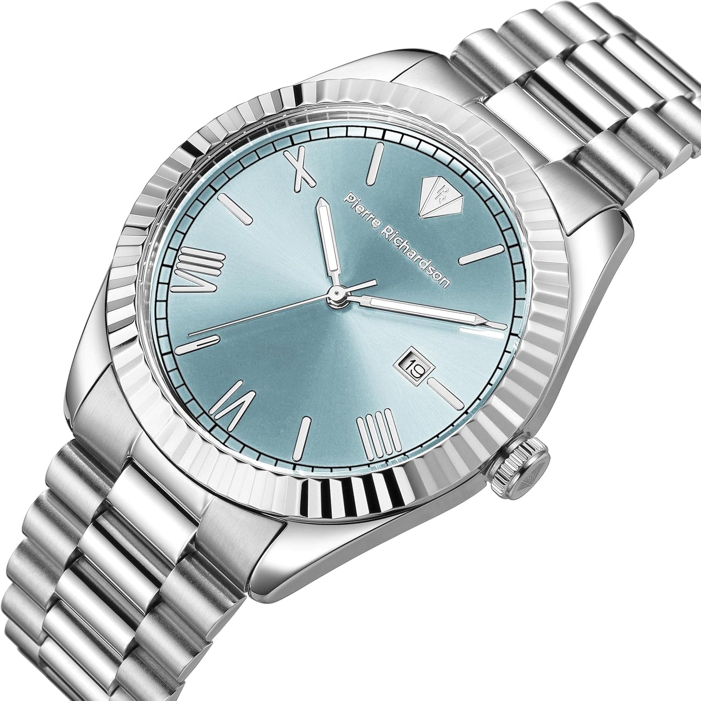 PR9841 Men’S Luxury Watch – Silver Stainless Steel Japanese Quartz Watch, 41Mm, 5ATM Water Resistant, Scratch-Resistant Mineral Glass