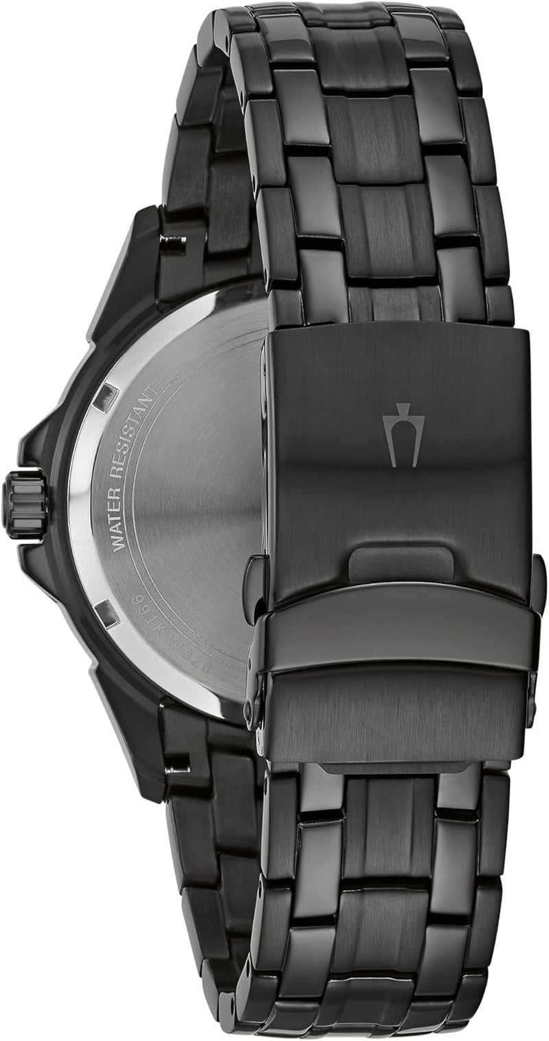Men'S Classic Dress 6-Hand Multi-Function Day/Date Quartz Watch, Black Patterned Dial, 43Mm