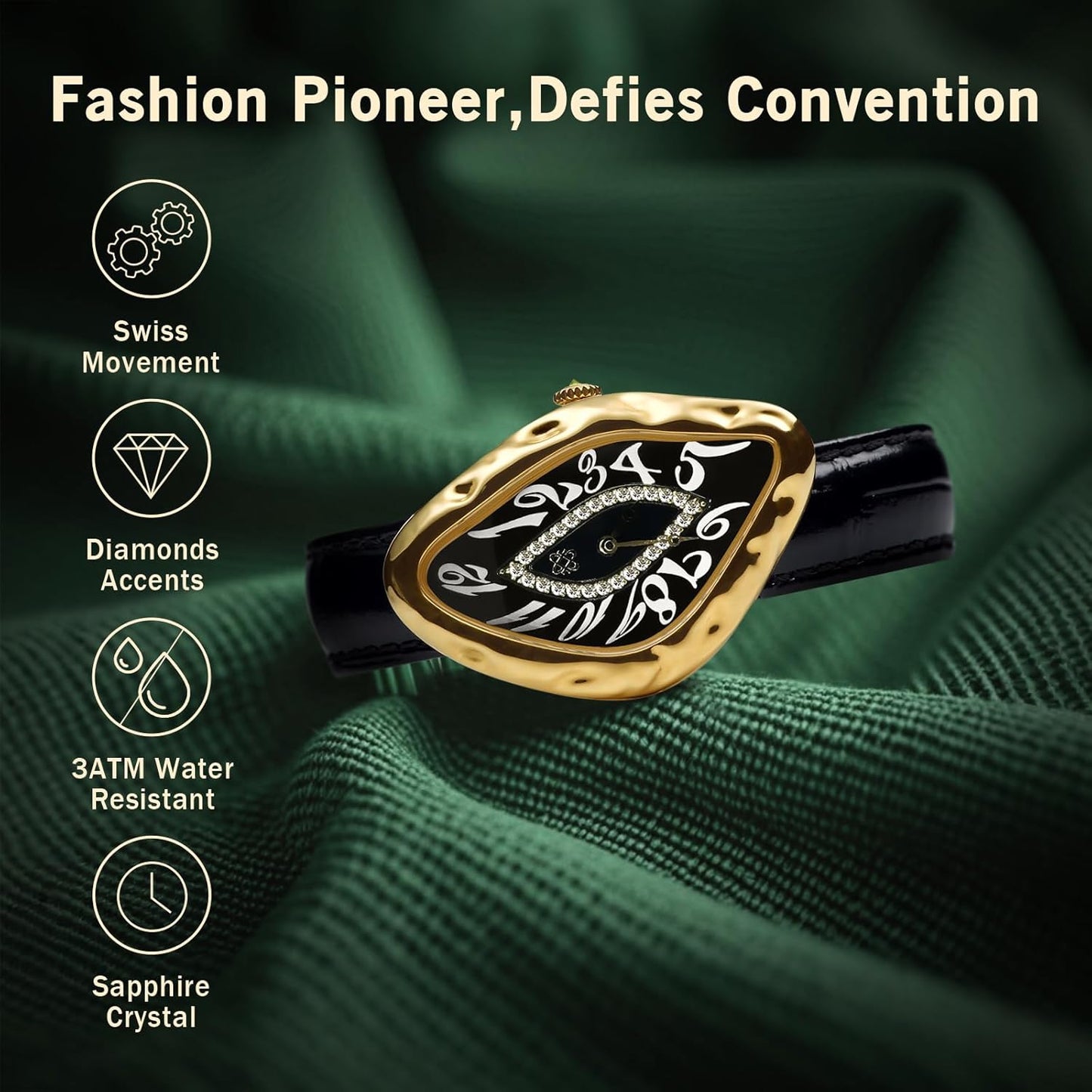 Paradoxe Leather Diamond Watch for Men, Swiss Quartz Stainless Steel Watch, Classic Dress Luxury Men'S Watch, 30M Waterproof Minimalist Simple Wrist Watch