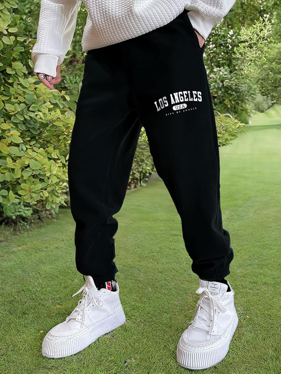 Men'S Letter Graphic Drawstring High Waisted Sweatpants Joggers Pants with Pocket