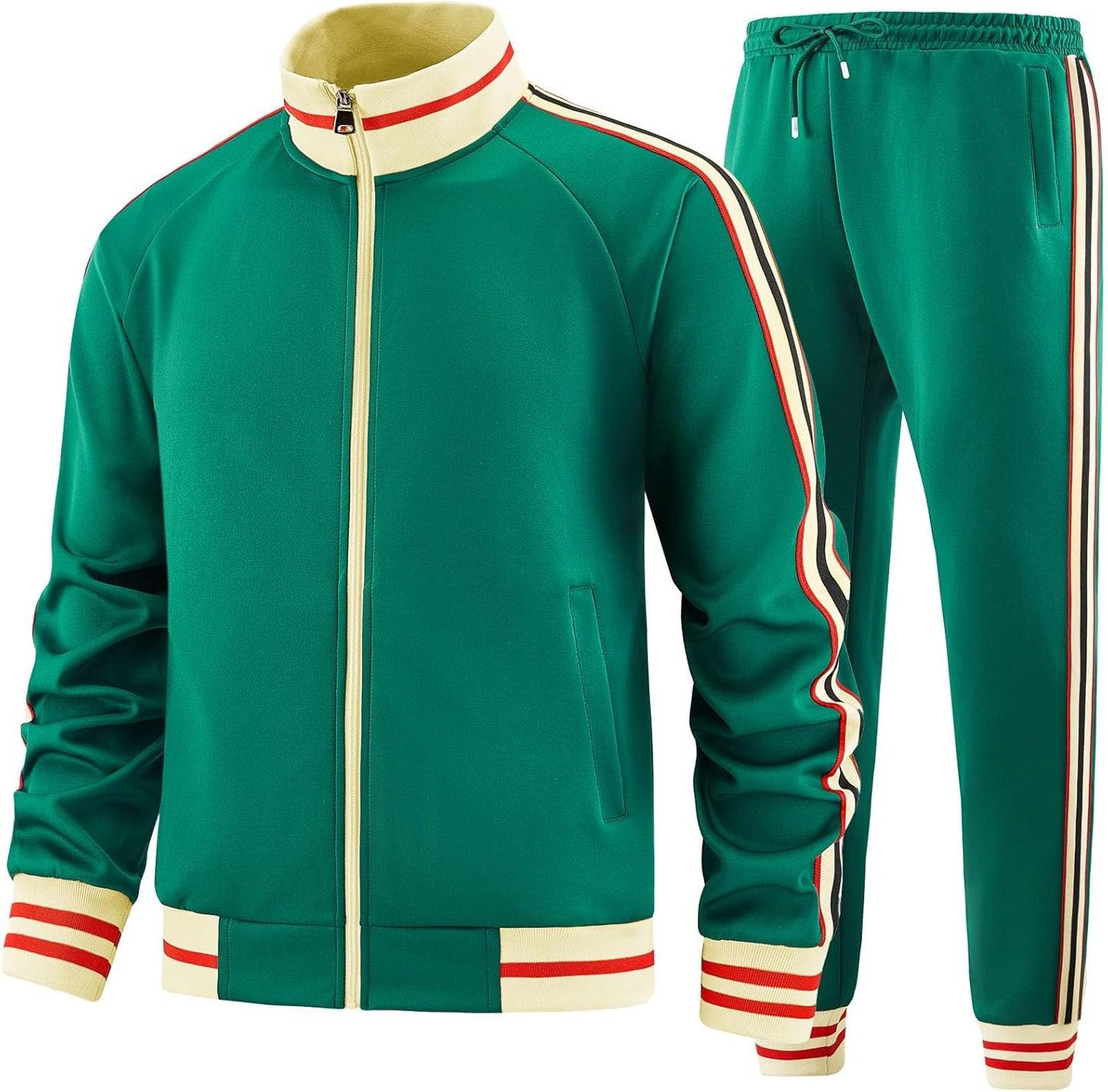 Men Track Suits Sets Long Sleeve Full-Zip Sweatsuit Active Jackets and Pants 2 Piece Outfits
