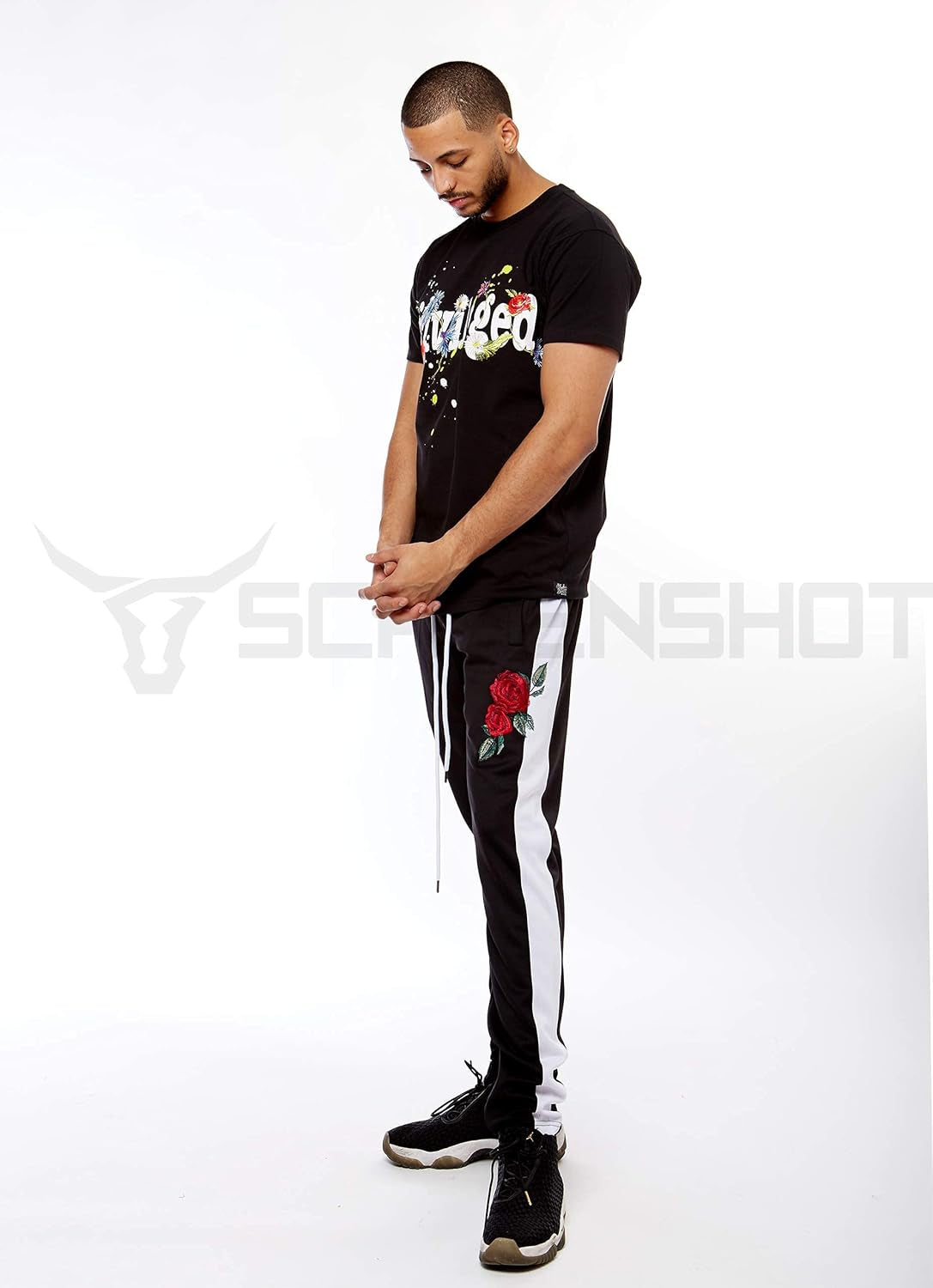 -Track Pants S41700 Mens Premium Slim Fit Athletic Fitness Fashion Urban Lifestyle Streetwear Bottoms