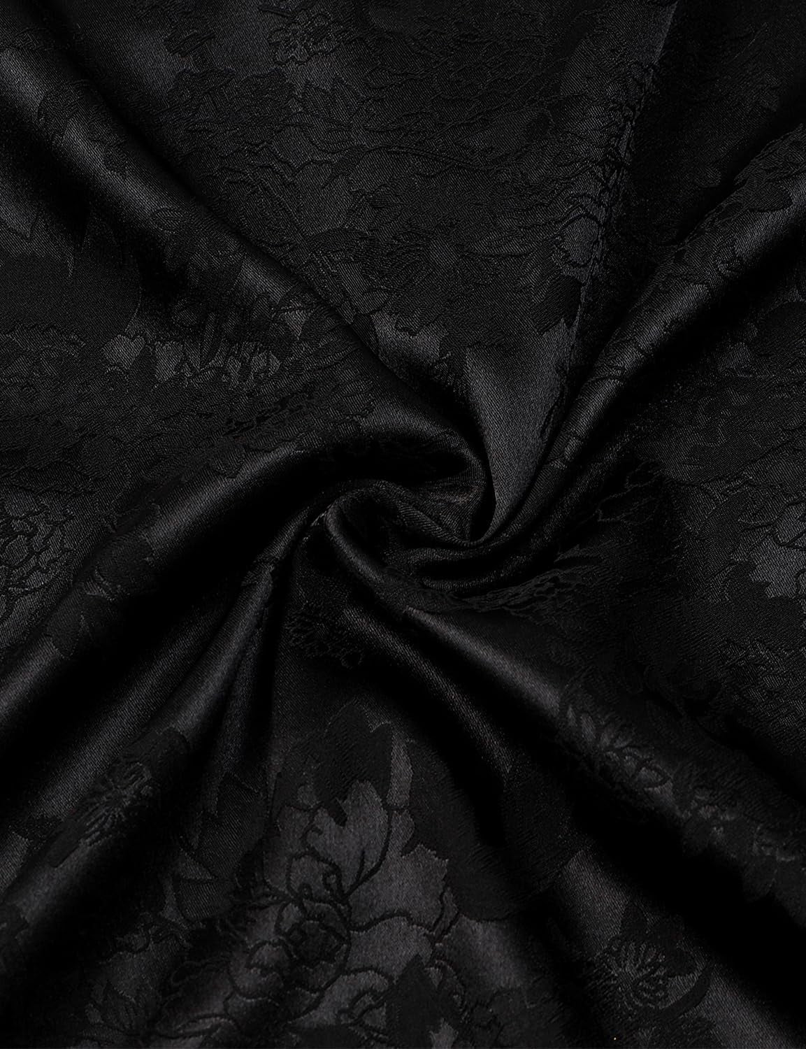 Men'S Shiny Luxury Silk Satin Floral Jacquard Short Sleeve Regular Fit Button down Shirt for Party Prom