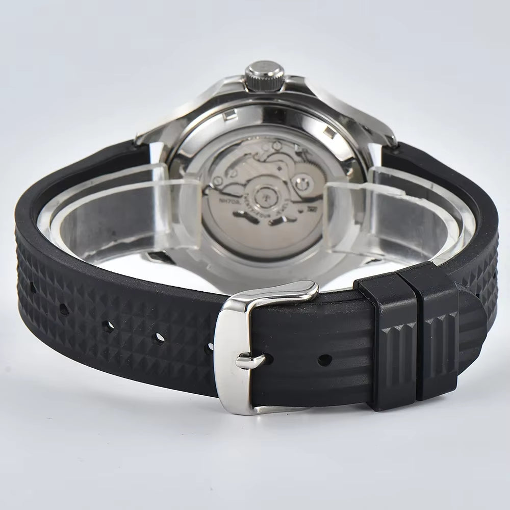 39.5Mm Black Automatic Mechanical Hollow Out Watch 904L Stainless Steel Watch Sapphire Glass Watch Waterproof Watch Nh70Movement