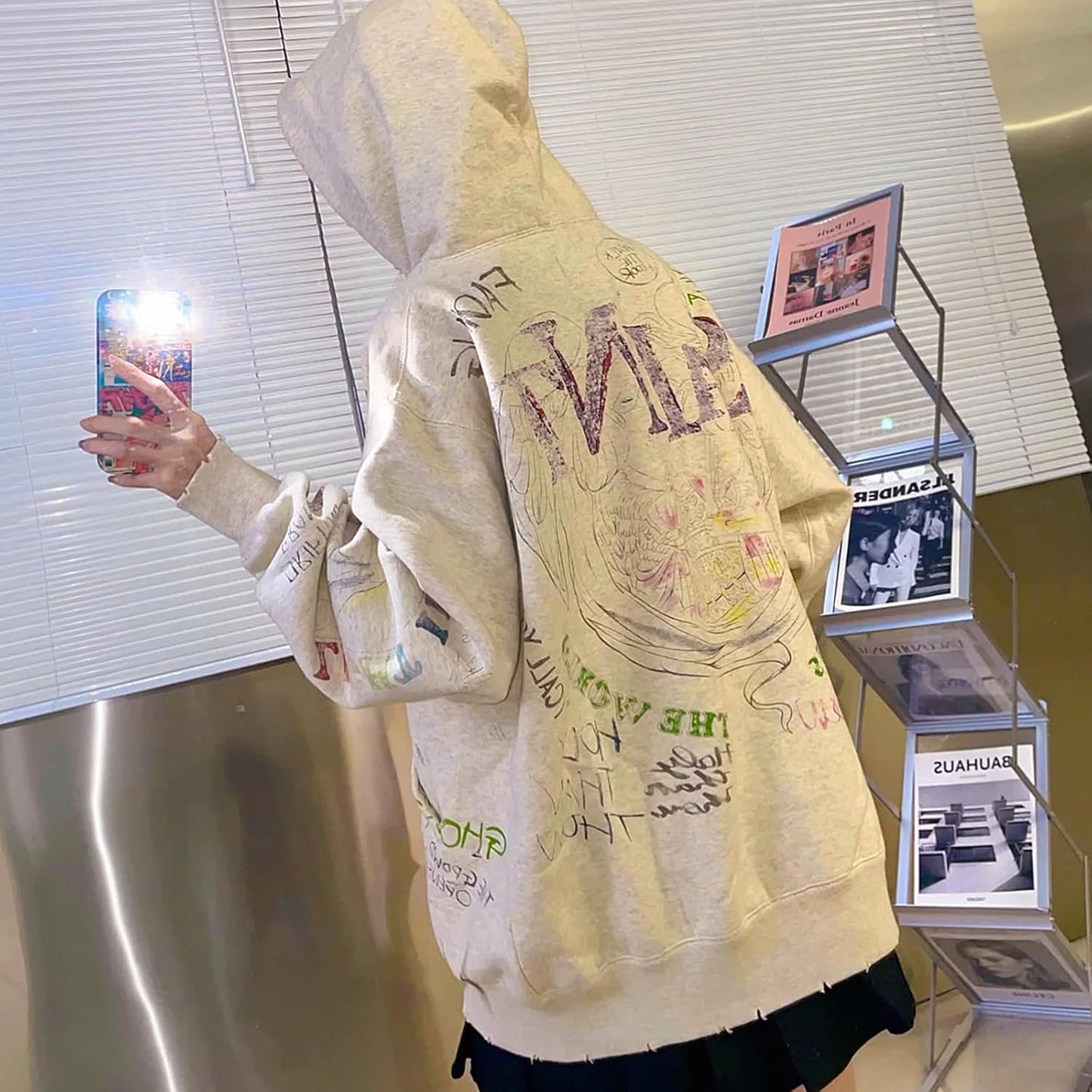 Men Saint Graphic Hoodie Vintage Oversized Graffiti Style Cotton Hoodies Pullover