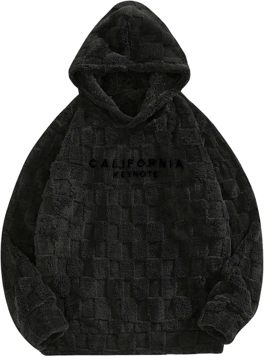 Hoodies for Men Letter Graphic Pullover Hoodie Sherpa Embroidery Long Sleeve Fleece Hooded Sweatshirt