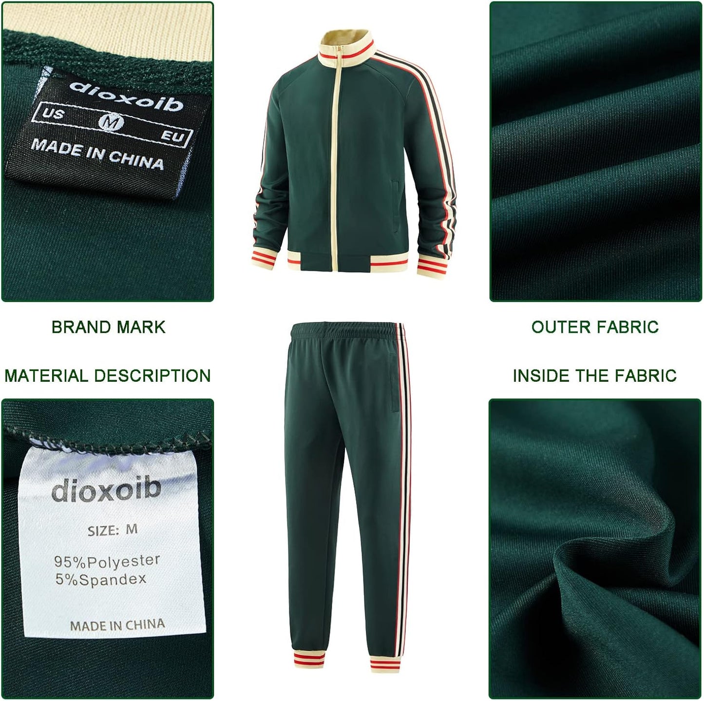 Men Track Suits Sets Long Sleeve Full-Zip Sweatsuit Active Jackets and Pants 2 Piece Outfits