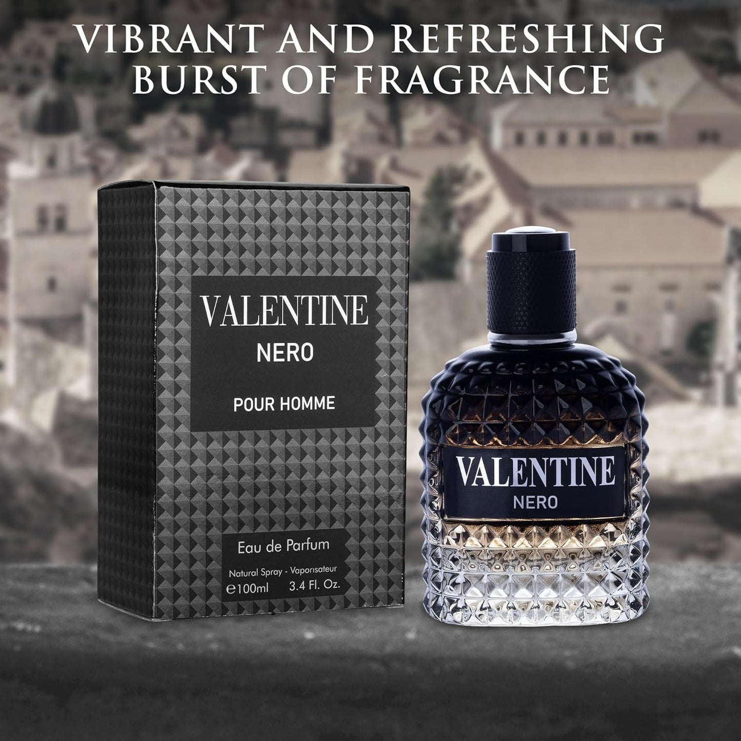 Valentine Nero for Men - Woody Aromatic Fragrance with Floral and Mineral Notes - Masculine Scent - 100Ml