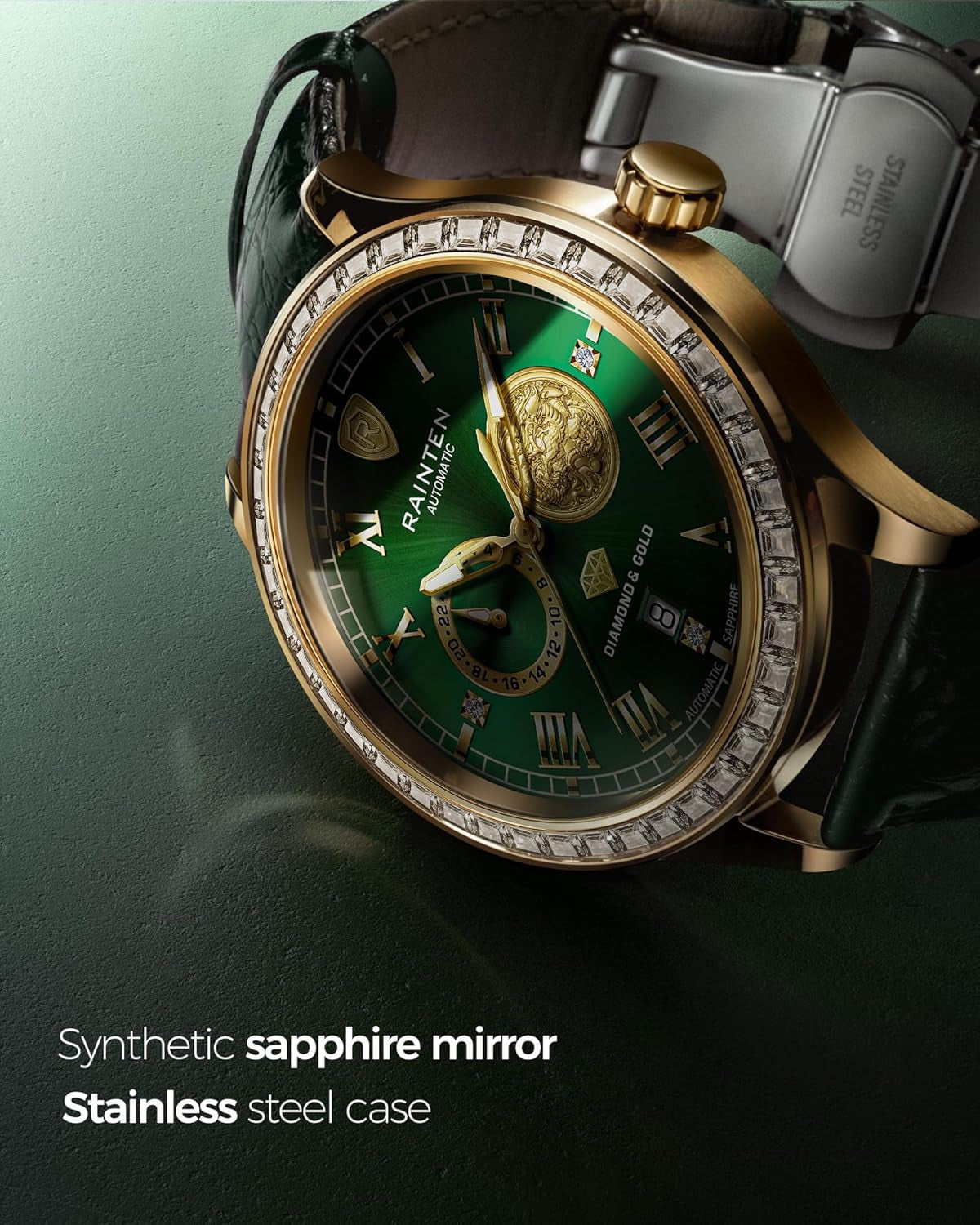 Watches for Men, Luxury Mechanical Men'S Automatic Watch with 999 Gold, Leather Band & Date Calendar Luminous Men‘S Wrist Watches