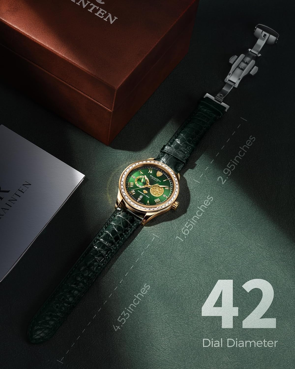 Watches for Men, Luxury Mechanical Men'S Automatic Watch with 999 Gold, Leather Band & Date Calendar Luminous Men‘S Wrist Watches