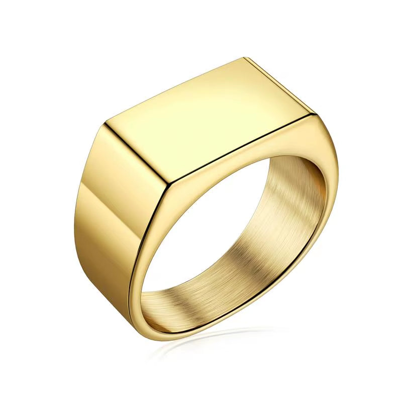 Punk Men Ring Square 316L Stainless Steel Jewelry Customize Rings Black Silver Color Waterproof Jewelry Accessories Gifts