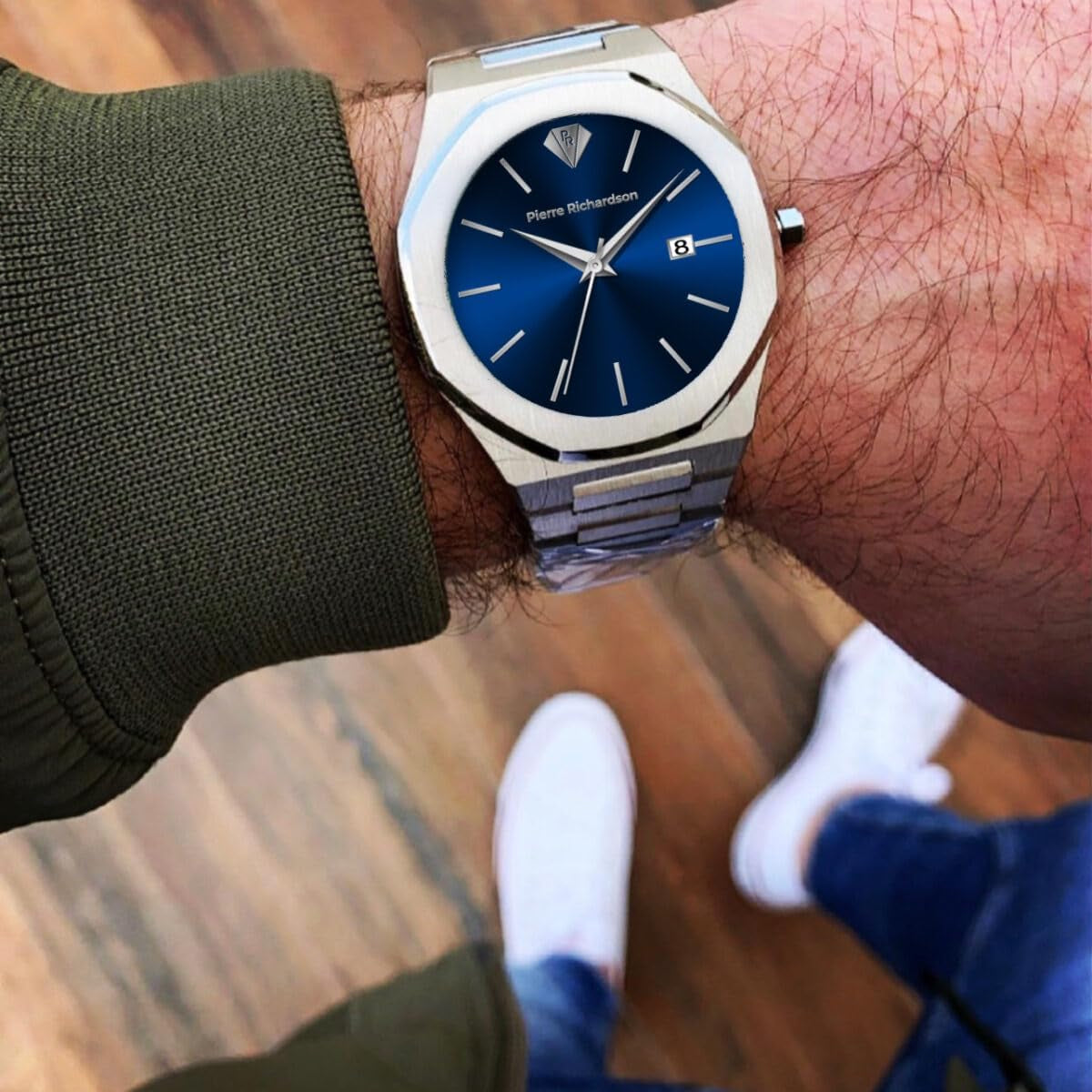 PR5428 Men’S Luxury Watch – Japanese Quartz Movement, Blue Dial, Silver Stainless Steel, 41Mm, 5ATM Water Resistant, Scratch-Resistant Mineral Glass – Classic Dress Watch for Men