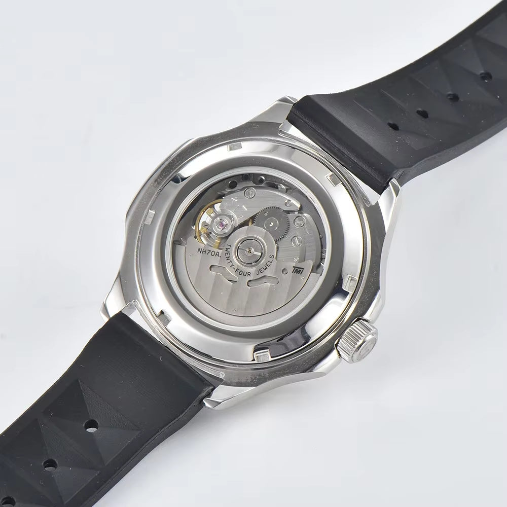 39.5Mm Black Automatic Mechanical Hollow Out Watch 904L Stainless Steel Watch Sapphire Glass Watch Waterproof Watch Nh70Movement