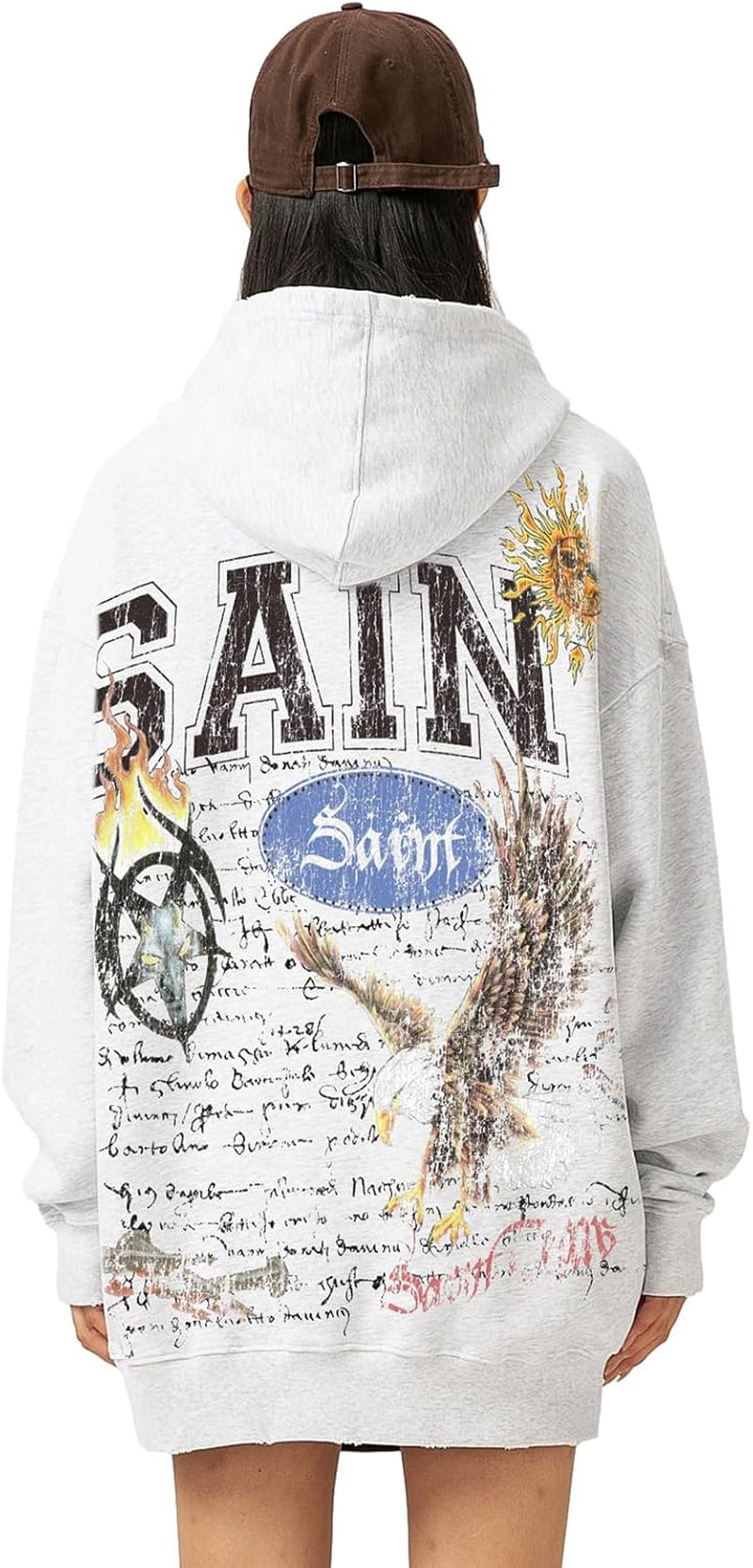 Men'S Vintage Casual Cotton Hoodie Pullover Oversized Washed Long Sleeve Shirt Unisex Black