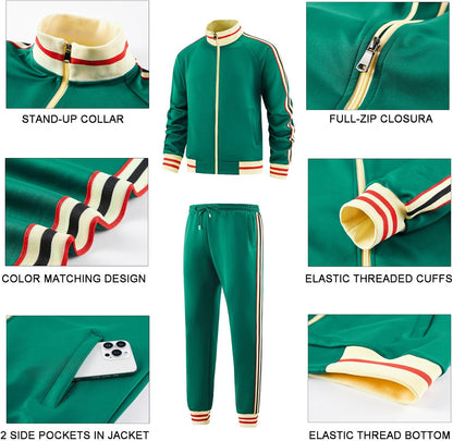 Men Track Suits Sets Long Sleeve Full-Zip Sweatsuit Active Jackets and Pants 2 Piece Outfits