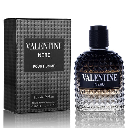 Valentine Nero for Men - Woody Aromatic Fragrance with Floral and Mineral Notes - Masculine Scent - 100Ml