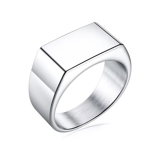 Punk Men Ring Square 316L Stainless Steel Jewelry Customize Rings Black Silver Color Waterproof Jewelry Accessories Gifts