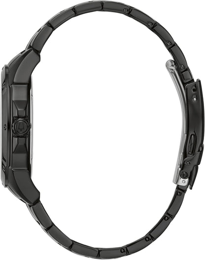 Men'S Classic Dress 6-Hand Multi-Function Day/Date Quartz Watch, Black Patterned Dial, 43Mm