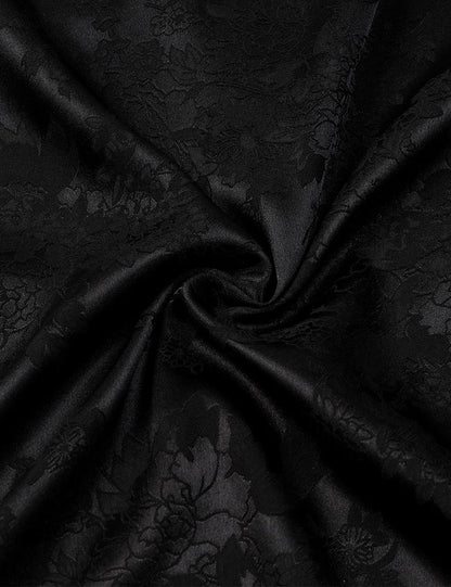 Men'S Shiny Luxury Silk Satin Floral Jacquard Short Sleeve Regular Fit Button down Shirt for Party Prom