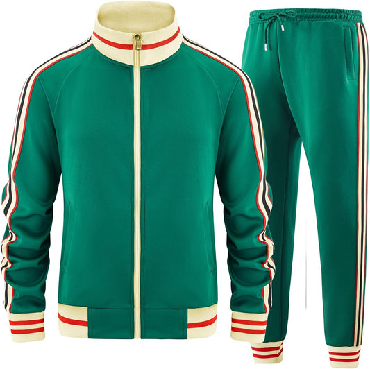 Men Track Suits Sets Long Sleeve Full-Zip Sweatsuit Active Jackets and Pants 2 Piece Outfits