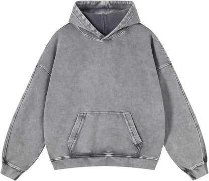 Mens Oversized Hoodies Pullover Women Fall Acid Wash Plain Preppy Hoodie Streetwear Cotton Vintage Hooded Sweatshirt
