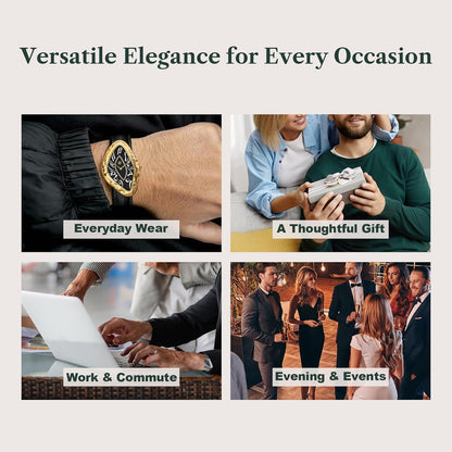 Paradoxe Leather Diamond Watch for Men, Swiss Quartz Stainless Steel Watch, Classic Dress Luxury Men'S Watch, 30M Waterproof Minimalist Simple Wrist Watch