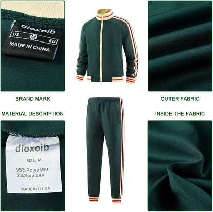 Men Track Suits Sets Long Sleeve Full-Zip Sweatsuit Active Jackets and Pants 2 Piece Outfits