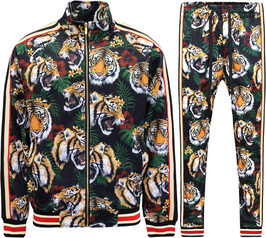 Men'S Tiger Pattern Tracksuit Sets