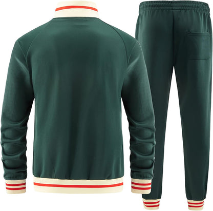 Men Track Suits Sets Long Sleeve Full-Zip Sweatsuit Active Jackets and Pants 2 Piece Outfits