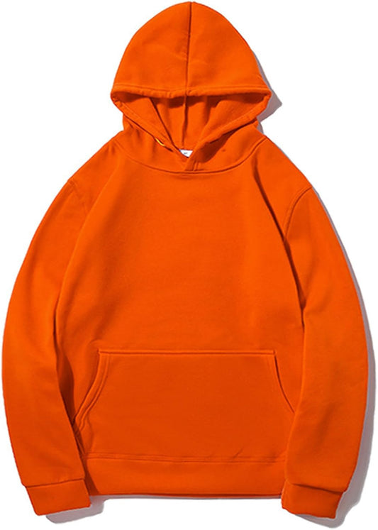 Hoodie for Men Long Sleeve Fleece Sweatshirts Simple Solid Color Fall Fashion Hooded Pullover with Pocket