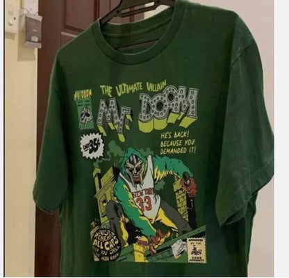 MF Doom T-Shirt Retro 90_S Hip Hop Rap Tour Forest Green Tee Doom