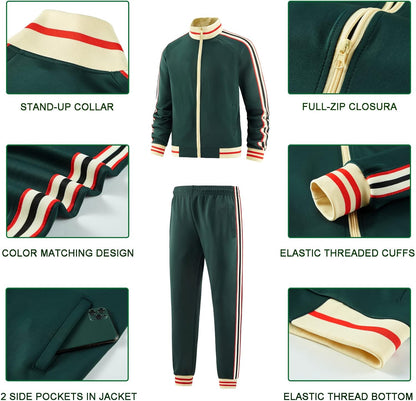 Men Track Suits Sets Long Sleeve Full-Zip Sweatsuit Active Jackets and Pants 2 Piece Outfits