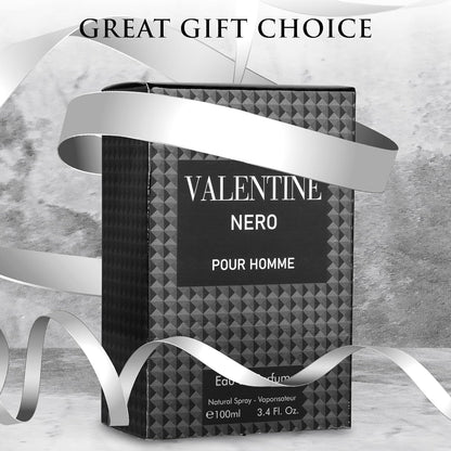 Valentine Nero for Men - Woody Aromatic Fragrance with Floral and Mineral Notes - Masculine Scent - 100Ml