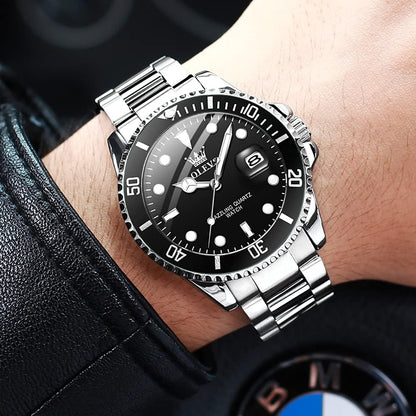 Mens Watches, Silver Dress Gold Classic Luxury Big Large Face Waterproof Watches for Men, Analog Two Tone Stainless Steel Men Wrist Watch with Date Relojes De Hombre (Green/Blue/Black Dial
