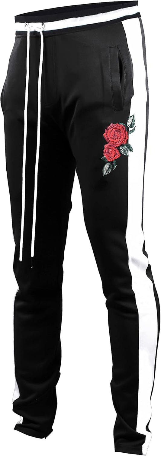 -Track Pants S41700 Mens Premium Slim Fit Athletic Fitness Fashion Urban Lifestyle Streetwear Bottoms