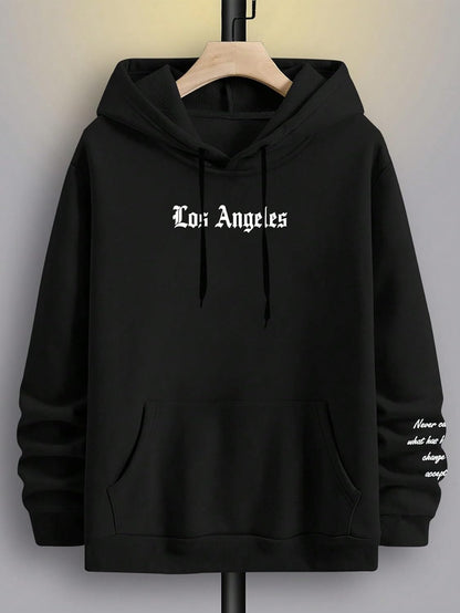 Men'S Graphic Hooded Sweatshirt Oversized Letter Print Casual Hoodie Pullover