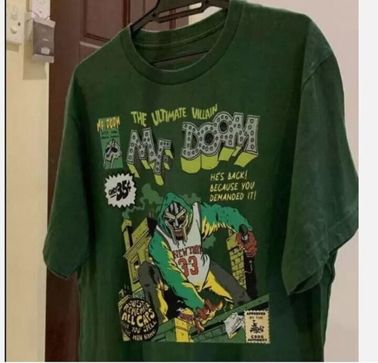 MF Doom T-Shirt Retro 90_S Hip Hop Rap Tour Forest Green Tee Doom